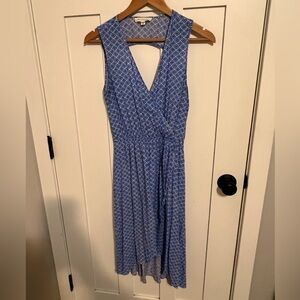Vince Camuto Blue V-neck faux wrap front Midi Dress Size XS beach vacation